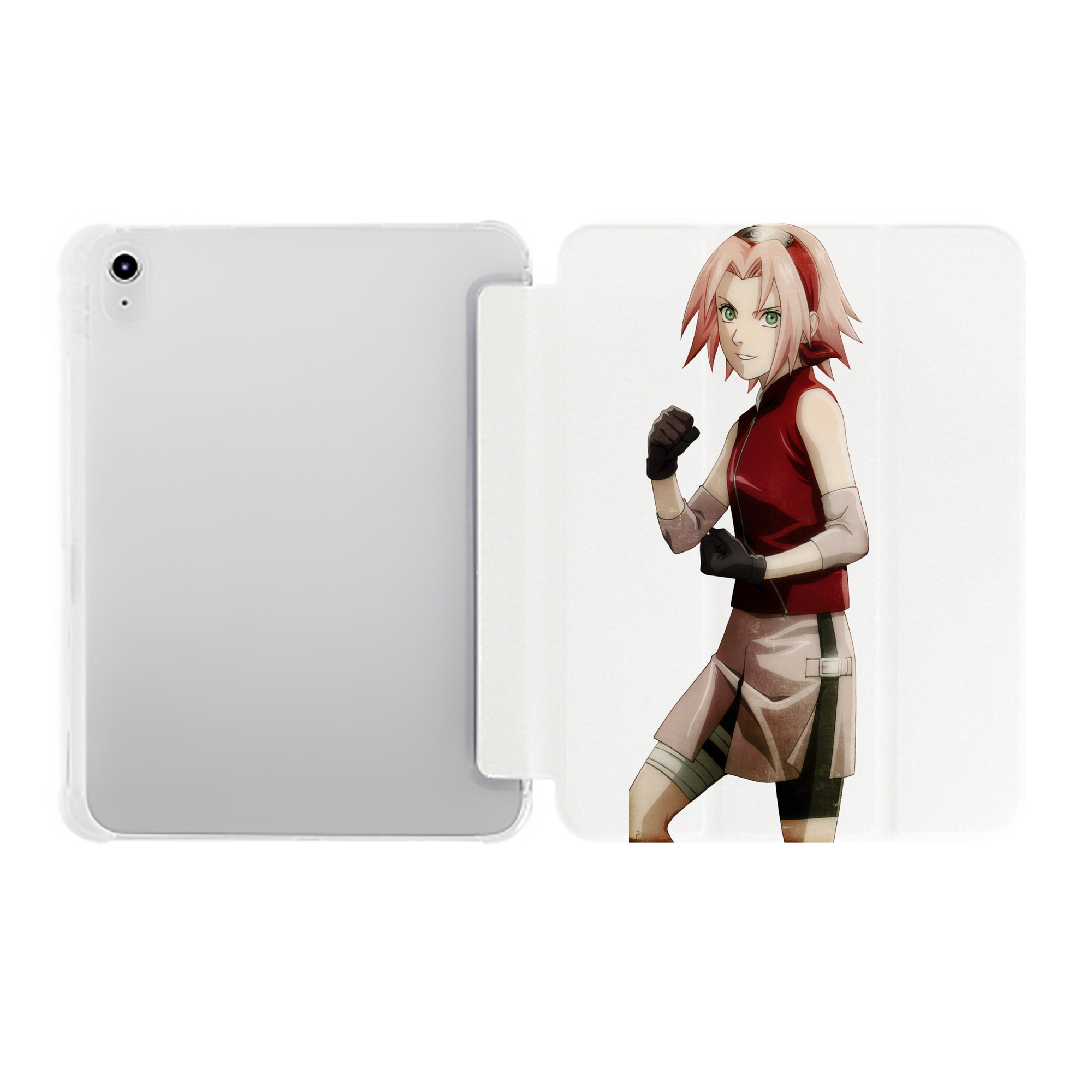 （画像用） NARUTO -ナルト- 春野サクラ Haruno Sakura IPad ケース ペン収納付き 三つ折りスタンド PUレザー×シリコン 対応機種9.5/10.5/10.9インチ